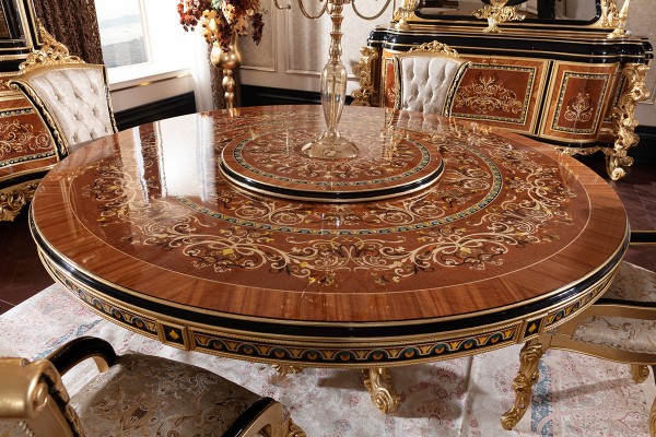 Floransa Black Marquetry Yemek Odası