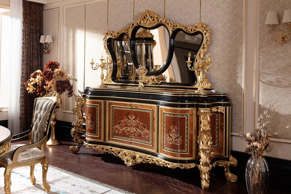 Floransa Black Marquetry Yemek Odası