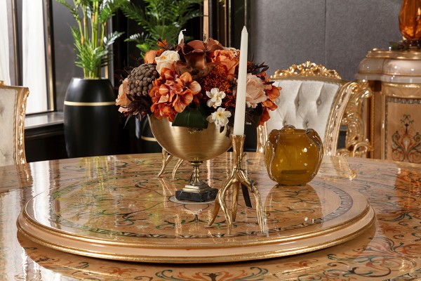 Floransa Cream Marquetry Yemek Odası
