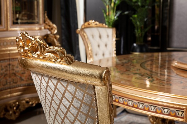 Floransa Cream Marquetry Yemek Odası