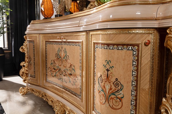 Floransa Cream Marquetry Yemek Odası