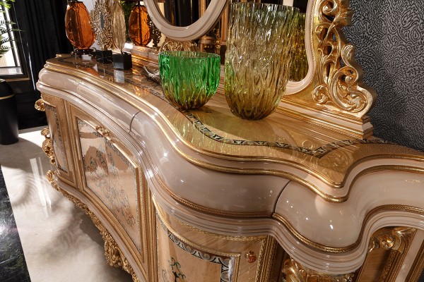 Floransa Cream Marquetry Yemek Odası