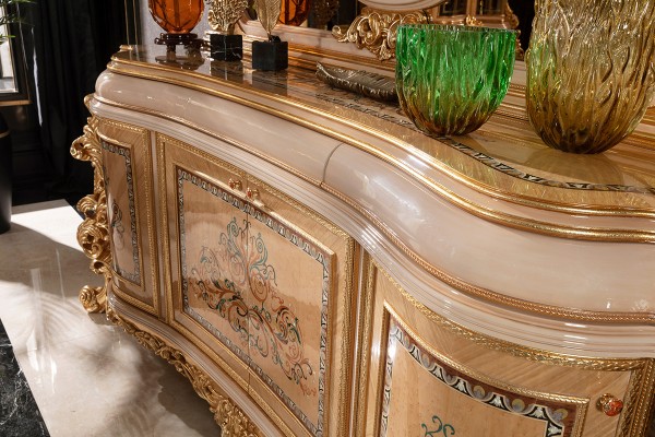 Floransa Cream Marquetry Yemek Odası