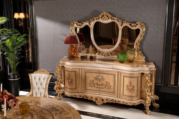 Floransa Cream Marquetry Yemek Odası