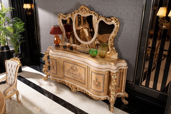 Floransa Cream Marquetry Yemek Odası