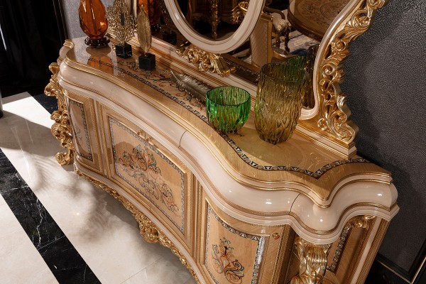 Floransa Cream Marquetry Yemek Odası