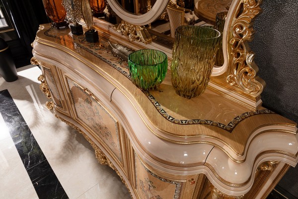 Floransa Cream Marquetry Yemek Odası