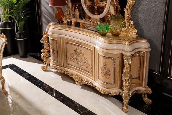 Floransa Cream Marquetry Yemek Odası