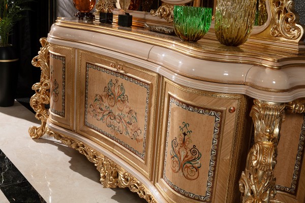 Floransa Cream Marquetry Yemek Odası