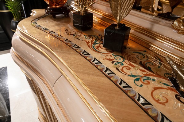 Floransa Cream Marquetry Yemek Odası