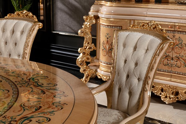 Floransa Cream Marquetry Yemek Odası